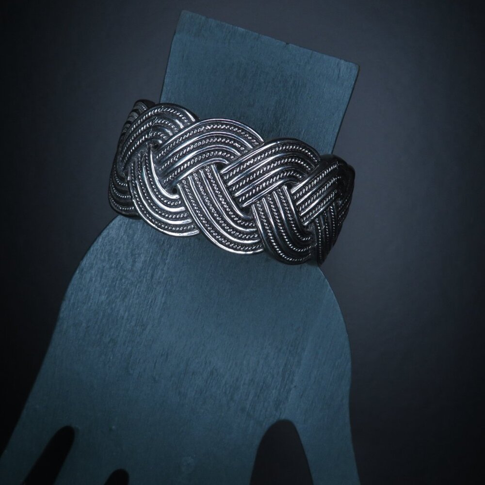 Silver Metal Braided Hinge Cuff - image 6